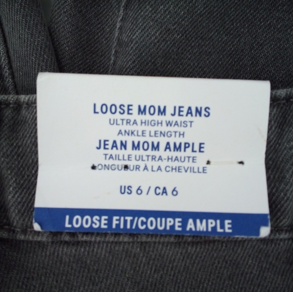 NWT H&M Ultra High Waist Ankle Length Loose Mom Jeans in Distressed Black 6 - Picture 3 of 11